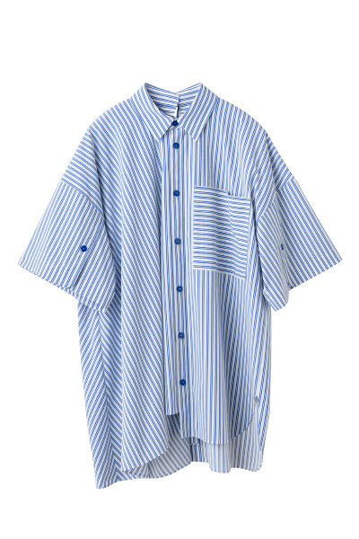 nagonstans ナゴンスタンス 25AW asymmetry shirt アシンメトリー半袖シャツ 470IA430-0301 M アイボリー 15009 asymmetry shirt｜nagonstans（ナゴンスタンス）正規取り扱い通販｜THE